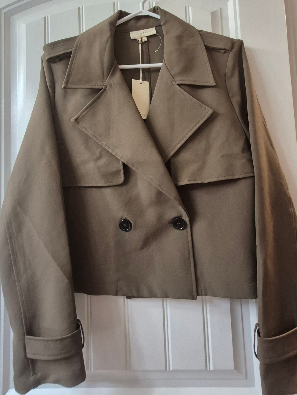 Womens Melloday Cropped Trench Coat Size Large New With Tags